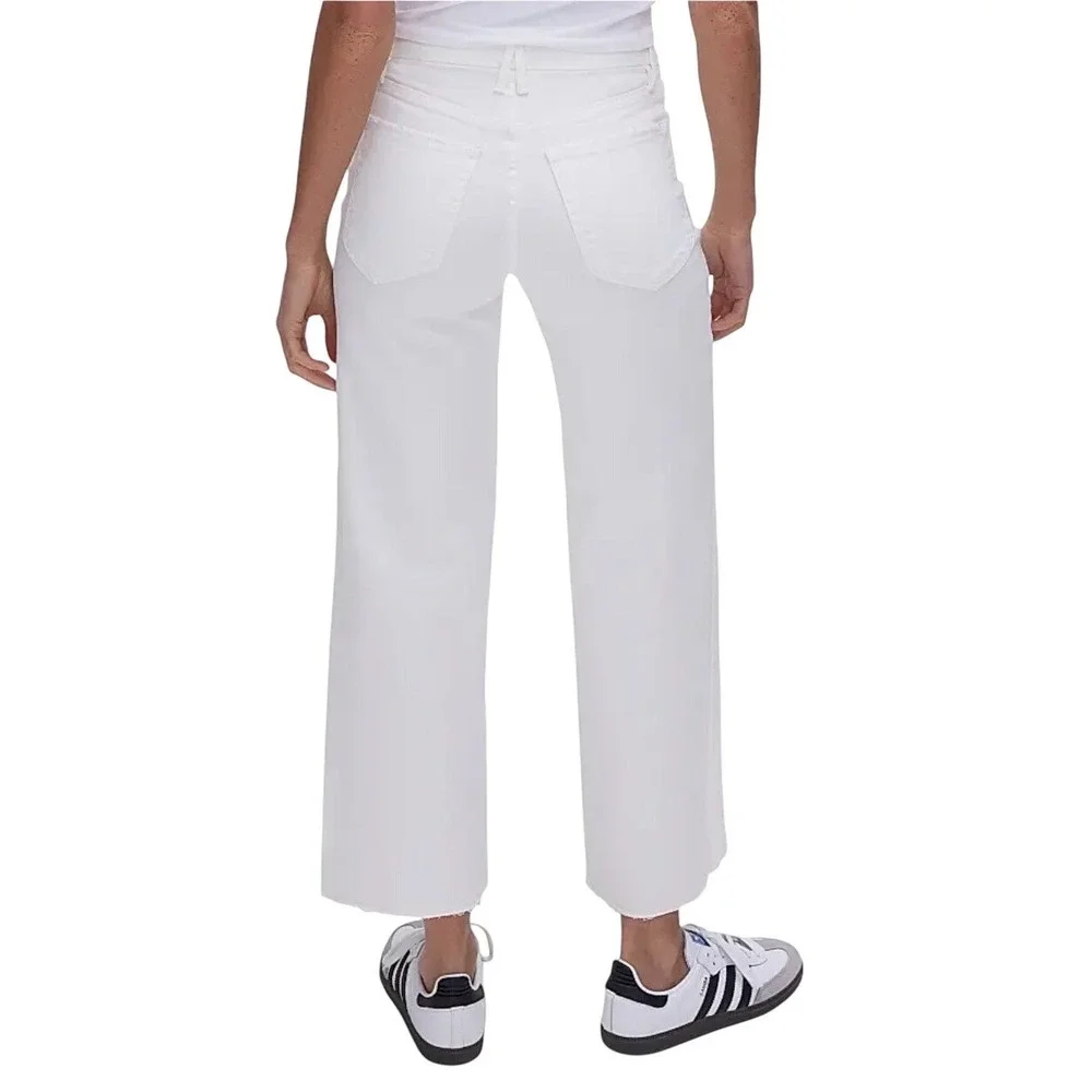 Good American  Palazzo Crop White High Rise Wide Leg Jeans 10 GWPC046PT - Picture 2 of 16